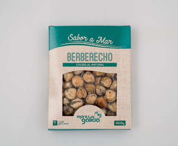 Packaging del berberecho gallego cocido al natural y listo para comer