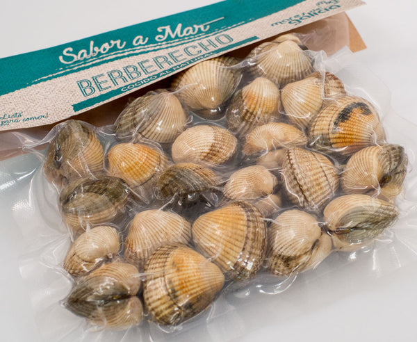 Packaging del berberecho gallego extra cocido al natural y listo para comer